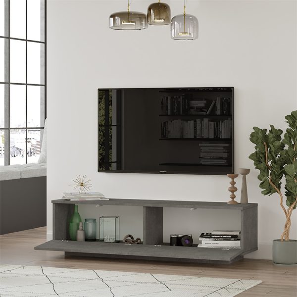 176 000013 2 Zoeva pakoworld TV cabinet color gray cemento 140x35,5x38cmIndoor furniture > TV stands