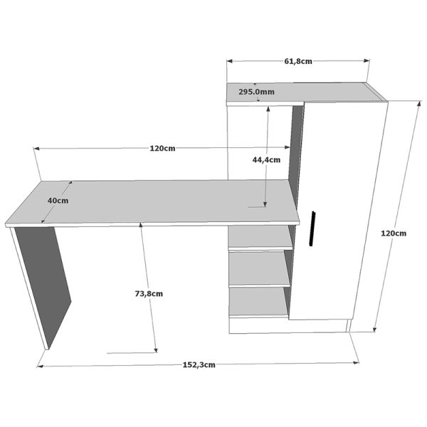 176 000019 3 Kary pakoworld desk with shelf color black-oak 152,5x40x120cmOffice furniture > Working desk