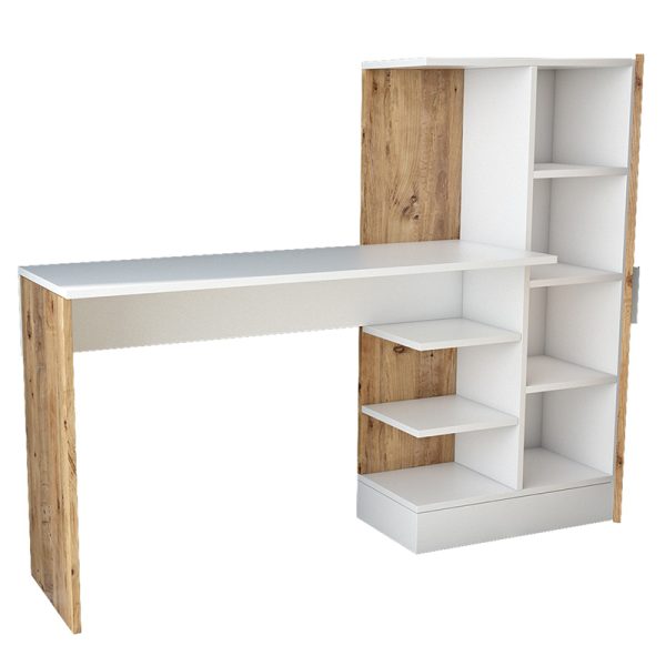 176 000020 2 Kary pakoworld desk with shelf unit color white-oak 152,5x40x120cmOffice furniture > Working desk