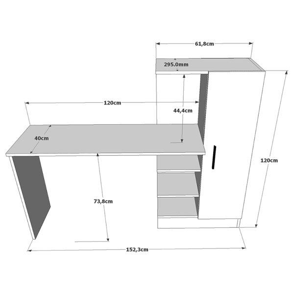 176 000020 3 Kary pakoworld desk with shelf unit color white-oak 152,5x40x120cmOffice furniture > Working desk