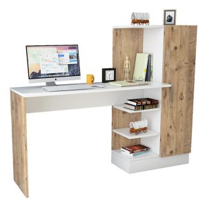 176 000020 Kary pakoworld desk with shelf unit color white-oak 152,5x40x120cmOffice furniture > Working desk