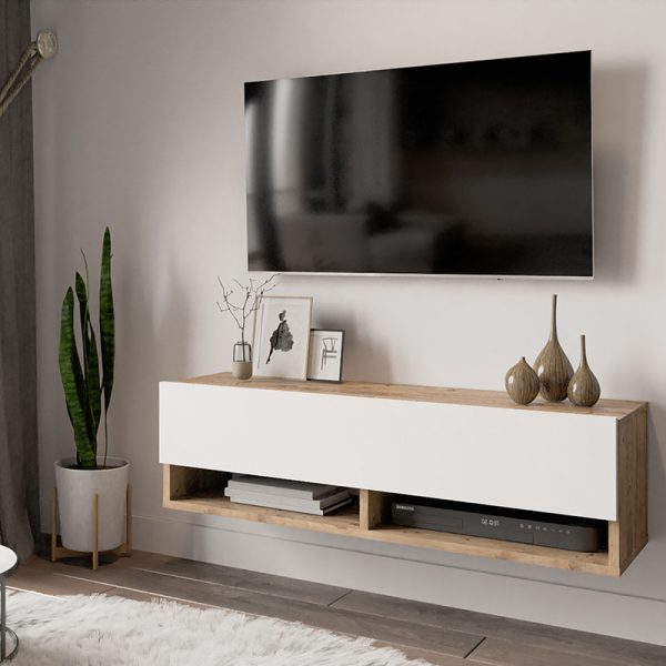 176 000031 2 Roscoe pakoworld white-oak wall-mounted TV unit 100x31.5x29.5cmIndoor furniture > TV stands