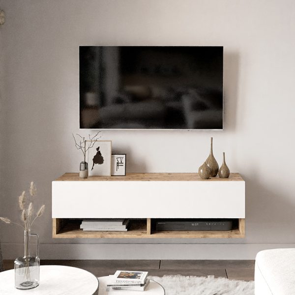 176 000031 3 Roscoe pakoworld white-oak wall-mounted TV unit 100x31.5x29.5cmIndoor furniture > TV stands