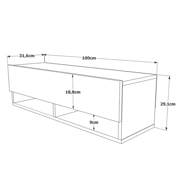 176 000031 4 Roscoe pakoworld white-oak wall-mounted TV unit 100x31.5x29.5cmIndoor furniture > TV stands