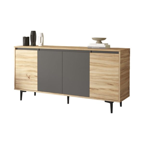 176 000036 Sideboard Augusta pakoworld oak-anthracite 160x40x78.5cmIndoor furniture > Buffets