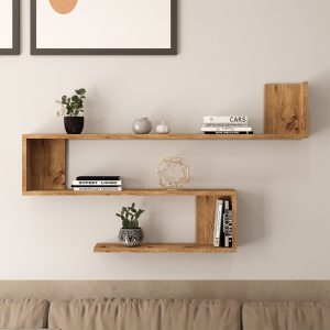 176 000080 2 Wall shelf Belinda pakoworld in sonoma color 120x14.5x71.4cmIndoor furniture > Wall shelves