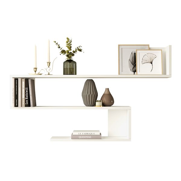 176 000081 Wall shelf Belinda pakoworld in white color 120x14.5x71.4cmIndoor furniture > Wall shelves