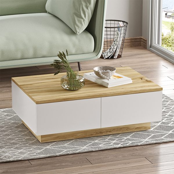 176 000106 2 Coffee table Thunder pakoworld sonoma-white color 90x60x31.5cmIndoor furniture > Coffee tables