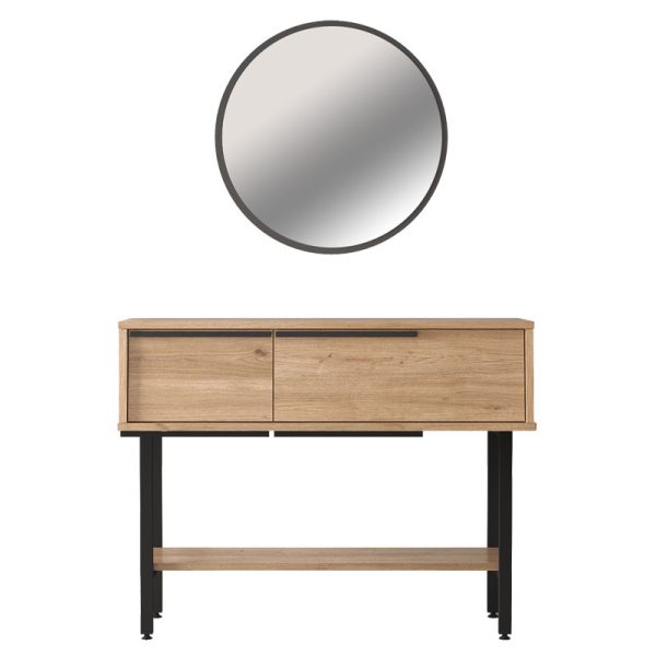 176 000150 2 Dressing table with mirror Wardio pakoworld melamine natural-black 100x29.5x76cmIndoor furniture > Drawers-consoles