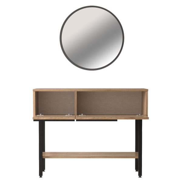 176 000150 3 Dressing table with mirror Wardio pakoworld melamine natural-black 100x29.5x76cmIndoor furniture > Drawers-consoles
