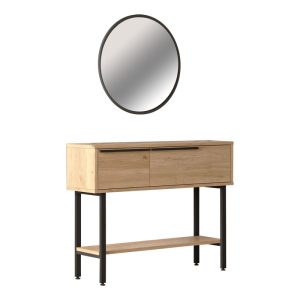 176 000150 Dressing table with mirror Wardio pakoworld melamine natural-black 100x29.5x76cmIndoor furniture > Drawers-consoles
