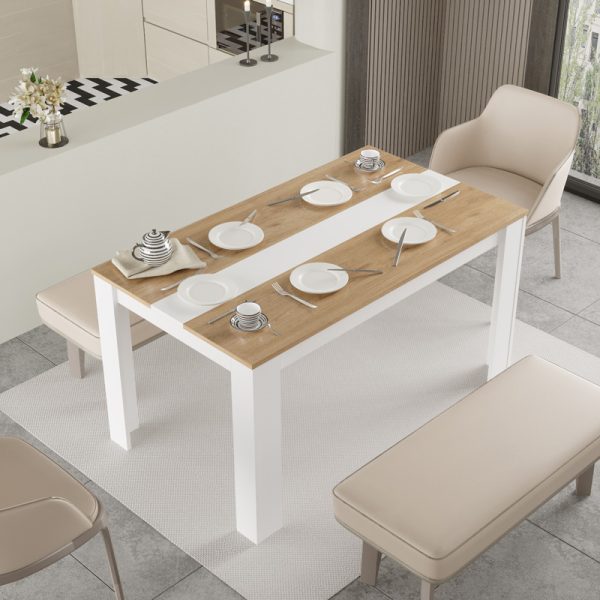 176 000194 2 Sepen pakoworld table in natural-white shade 140x80x74cmIndoor furniture > Dining Tables