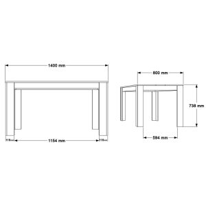 176 000194 3 Sepen pakoworld table in natural-white shade 140x80x74cmIndoor furniture > Dining Tables