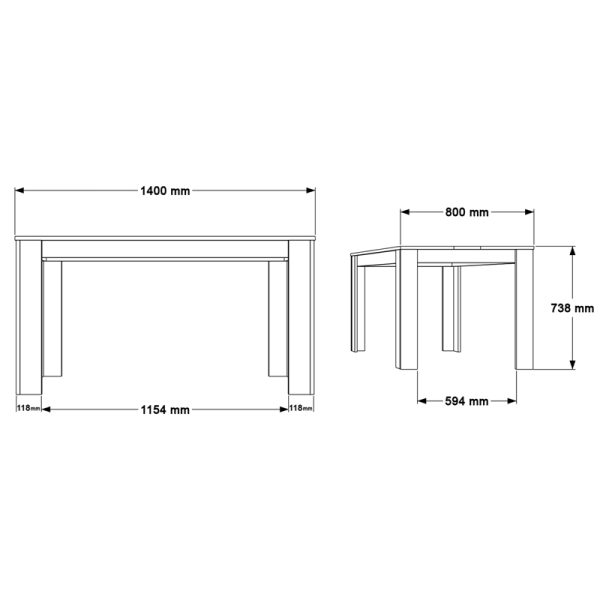 176 000194 3 Sepen pakoworld table in natural-white shade 140x80x74cmIndoor furniture > Dining Tables