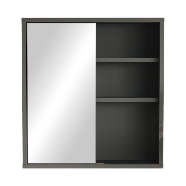 176 000195 2 Bagno bathroom cabinet with mirror pakoworld in anthracite shade 60x14.5x63.6cmIndoor furniture > Home organization > Bathroom > Mirrors