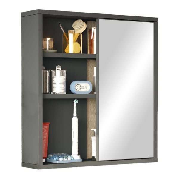 176 000195 Bagno bathroom cabinet with mirror pakoworld in anthracite shade 60x14.5x63.6cmIndoor furniture > Home organization > Bathroom > Mirrors