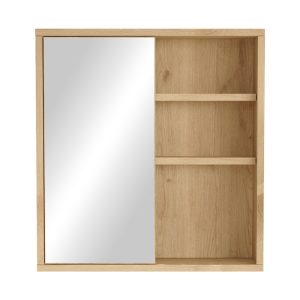 176 000196 Bagno bathroom cabinet with mirror pakoworld in natural shade 60x14.5x63.6cmIndoor furniture > Home organization > Bathroom > Mirrors