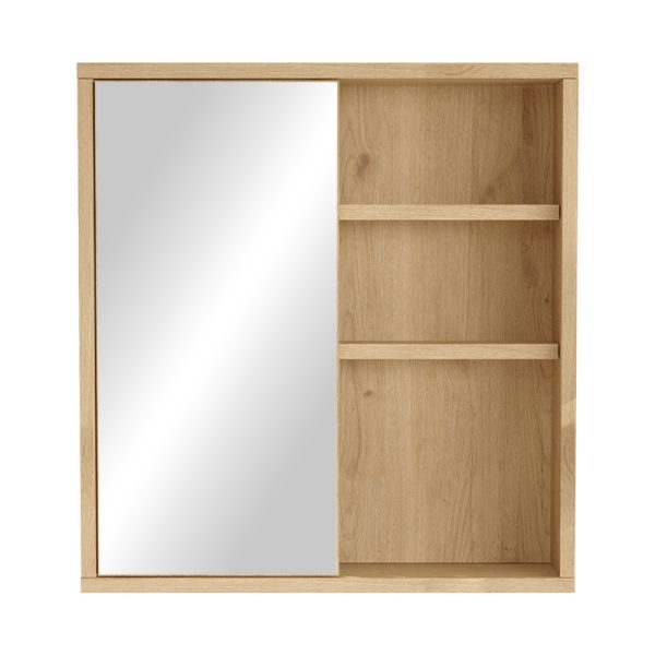 176 000196 Bagno bathroom cabinet with mirror pakoworld in natural shade 60x14.5x63.6cmIndoor furniture > Home organization > Bathroom > Mirrors