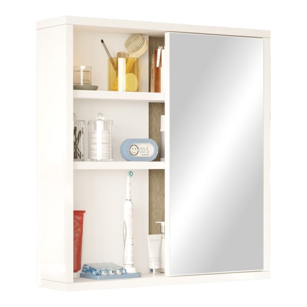 176 000197 Bagno bathroom cabinet with mirror pakoworld in white shade 60x14.5x63.6cmIndoor furniture > Home organization > Bathroom