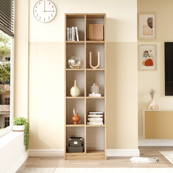 176 000198 2 Oteca 10-seat bookcase pakoworld in natural shade 51.1x25.4x180cmIndoor furniture > Bookshelves