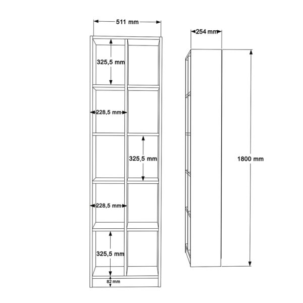 176 000198 4 Oteca 10-seat bookcase pakoworld in natural shade 51.1x25.4x180cmIndoor furniture > Bookshelves