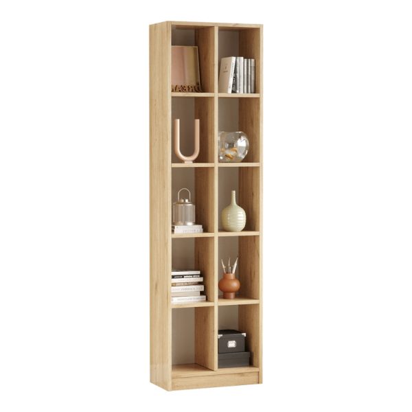 176 000198 Oteca 10-seat bookcase pakoworld in natural shade 51.1x25.4x180cmIndoor furniture > Bookshelves