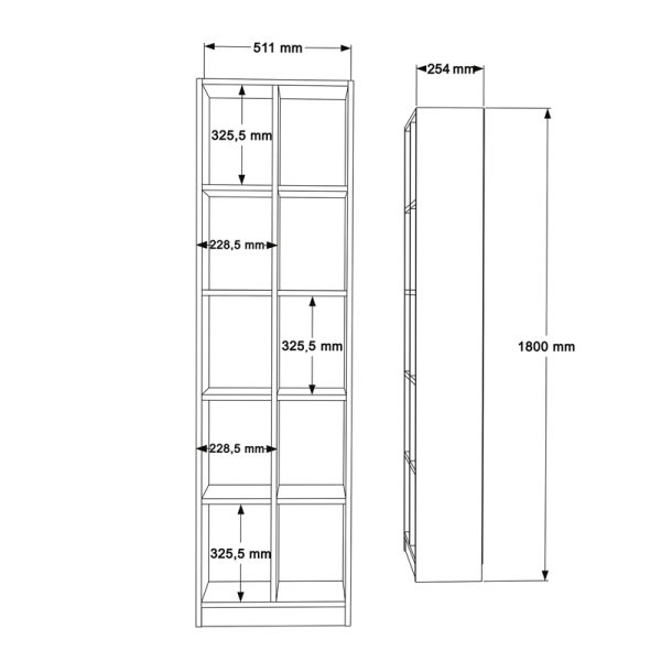 176 000199 4 Oteca 10-seat bookcase pakoworld in white shade 51.1x25.4x180cmIndoor furniture > Bookshelves