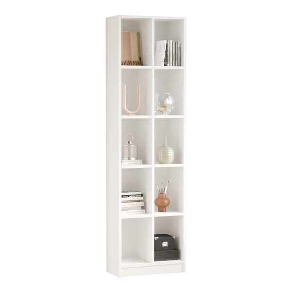 176 000199 Oteca 10-seat bookcase pakoworld in white shade 51.1x25.4x180cmIndoor furniture > Bookshelves