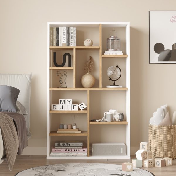 176 000200 2 Bookcase Boteca 10-seater pakoworld in natural-white shade 75x22x123.6cmIndoor furniture > Bookshelves