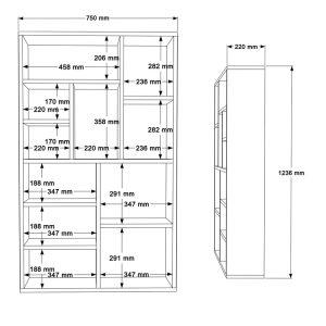 176 000202 3 Bookcase Boteca 10-seater pakoworld in white shade 75x22x123.6cmIndoor furniture > Bookshelves