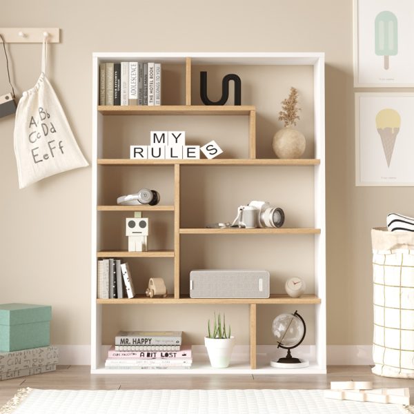 176 000204 2 Bookcase Decora pakoworld in natural-whiteshade 90x22x123.6cmIndoor furniture > Bookshelves