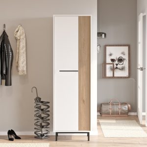 176 000206 2 Shoe rack Scarpiera 9-seater pakoworld in natural-white shade 57.2x35.5x185.65cmIndoor furniture > Shoe storage cabinet & cupboards