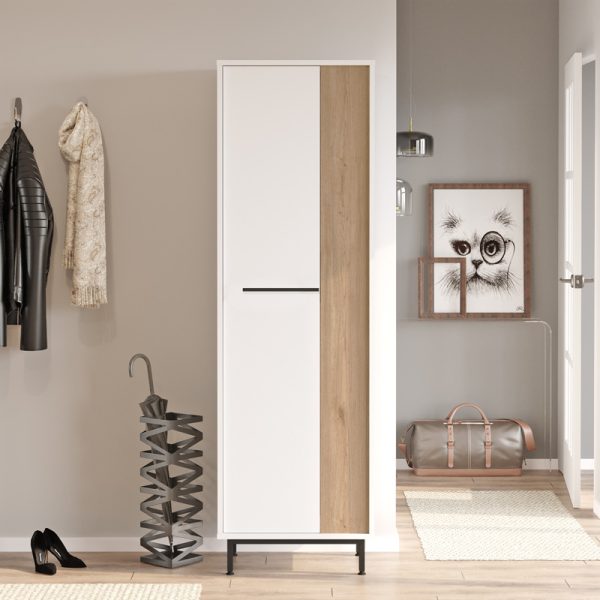 176 000206 2 Shoe rack Scarpiera 9-seater pakoworld in natural-white shade 57.2x35.5x185.65cmIndoor furniture > Shoe storage cabinet & cupboards