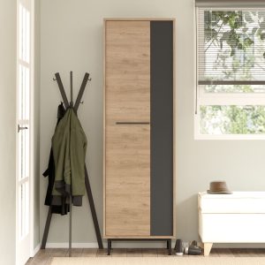 176 000207 2 Shoe rack Scarpiera 9-seater pakoworld in natural-anthracite shade 57.2x35.5x185.60cmIndoor furniture > Shoe storage cabinet & cupboards