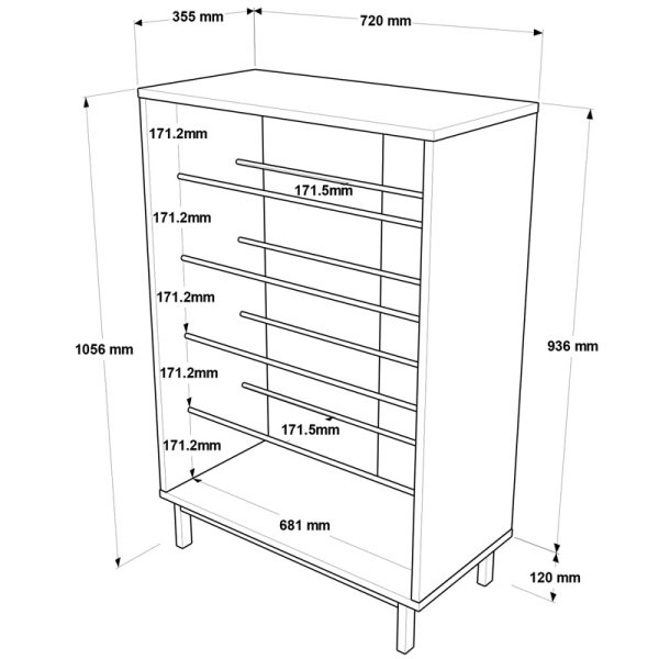 176 000209 4 Shoe rack Kinga 5 shelves pakoworld in natural 72x35.5x105.6cmIndoor furniture > Shoe storage cabinet & cupboards