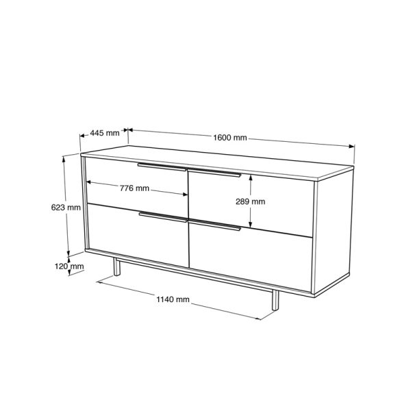 176 000215 4 Baron console with storage space pakoworld in natural shade 160x44.5x74.3cmIndoor furniture > Drawers-consoles