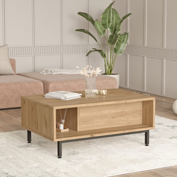 176 000216 2 Baron coffee table with storage space pakoworld in natural shade 90x60x37.6cmIndoor furniture > Coffee tables