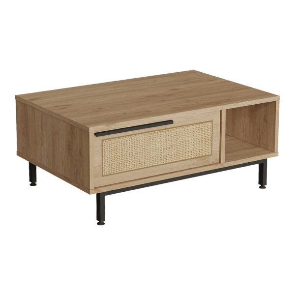 176 000216 Baron coffee table with storage space pakoworld in natural shade 90x60x37.6cmIndoor furniture > Coffee tables