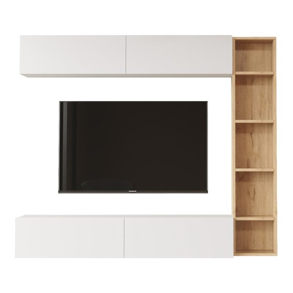 176 000217 2 Compo living room set wall-mounted pakoworld in natural-white shade 169.10x25,8x143.5cmIndoor furniture > Living room sets