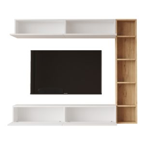 176 000217 3 Compo living room set wall-mounted pakoworld in natural-white shade 169.10x25,8x143.5cmIndoor furniture > Living room sets