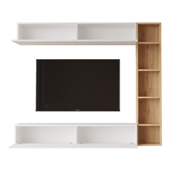 176 000217 3 Compo living room set wall-mounted pakoworld in natural-white shade 169.10x25,8x143.5cmIndoor furniture > Living room sets
