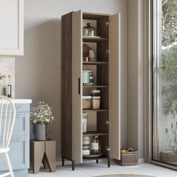 176 000218 2 Cambi pakoworld column cabinet in brown-anthracite shade 50x35.5x183.6cmIndoor furniture > Home organization > Kitchen