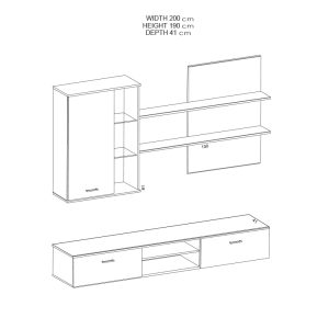 192 000003 2 TV unit Salome pakoworld LED wenge 200x41x190cmIndoor furniture > Living room sets