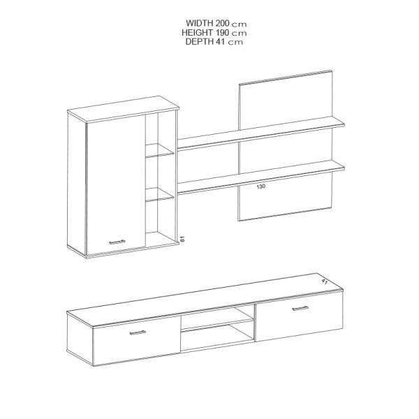 192 000003 2 TV unit Salome pakoworld LED wenge 200x41x190cmIndoor furniture > Living room sets