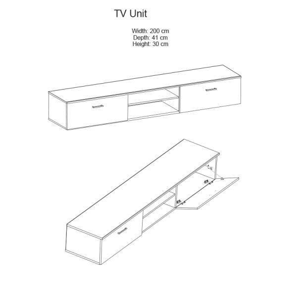 192 000003 4 TV unit Salome pakoworld LED wenge 200x41x190cmIndoor furniture > Living room sets