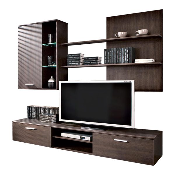 192 000003 TV unit Salome pakoworld LED wenge 200x41x190cmIndoor furniture > Living room sets