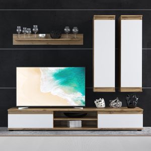 192 000025 2 TV unit Sandro pakoworld walnut-white 175x37x160cmIndoor furniture > Living room sets