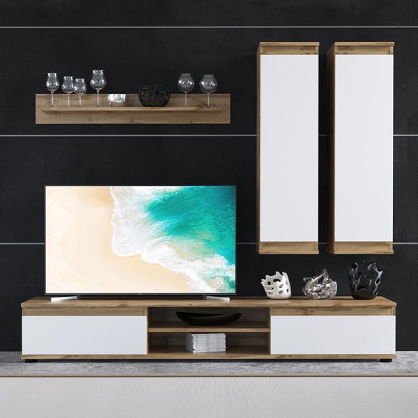 192 000025 2 TV unit Sandro pakoworld walnut-white 175x37x160cmIndoor furniture > Living room sets