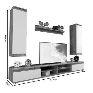 192 000025 3 TV unit Sandro pakoworld walnut-white 175x37x160cmIndoor furniture > Living room sets