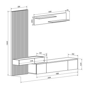192 000032 2 TV unit Litende pakoworld sonoma-white 249.5x42x199.5cmIndoor furniture > Living room sets